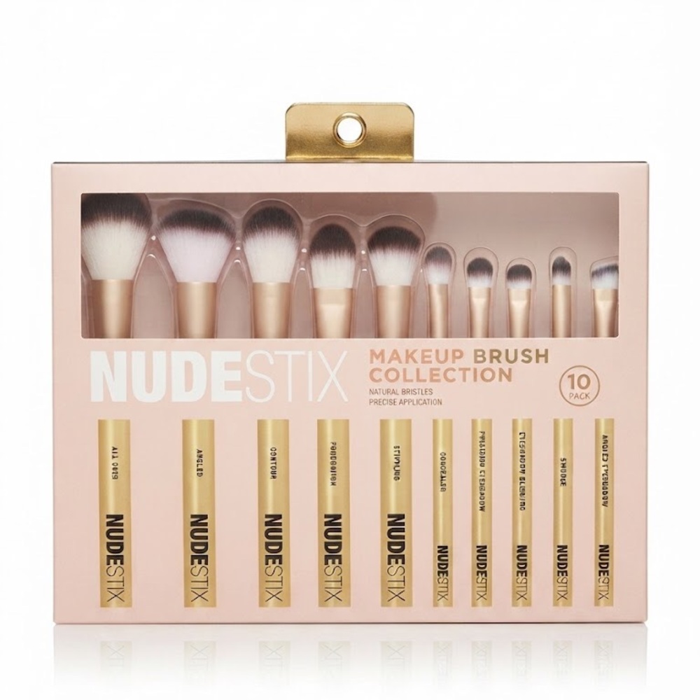 BNIB NUDESTIX Rose Gold 10-Piece Makeup Brush Set